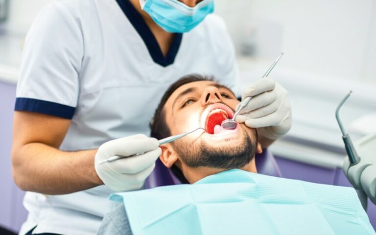 Dentiste réalisant une procédure d'implantation dentaire le jour même