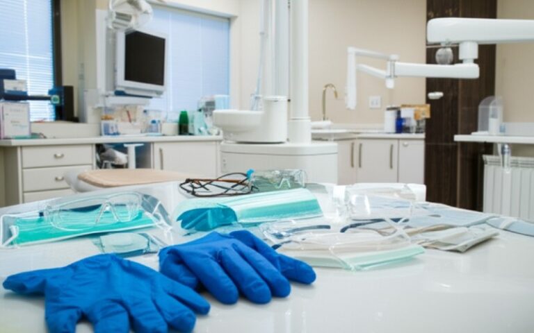 Dental office safety equipment display