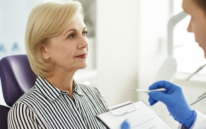 Patient diskuterer tandlægemuligheder