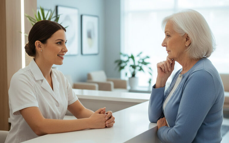 Senior discussing healthcare options