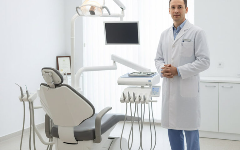 professional dentist in a modern dental operatory