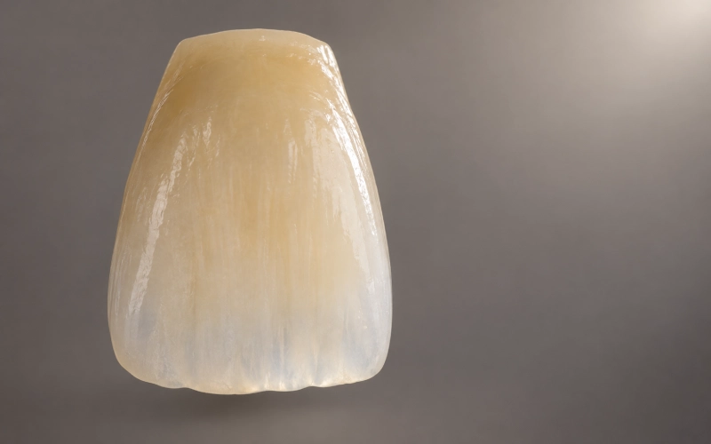 Subtle shade gradient in an anterior zirconia crown.